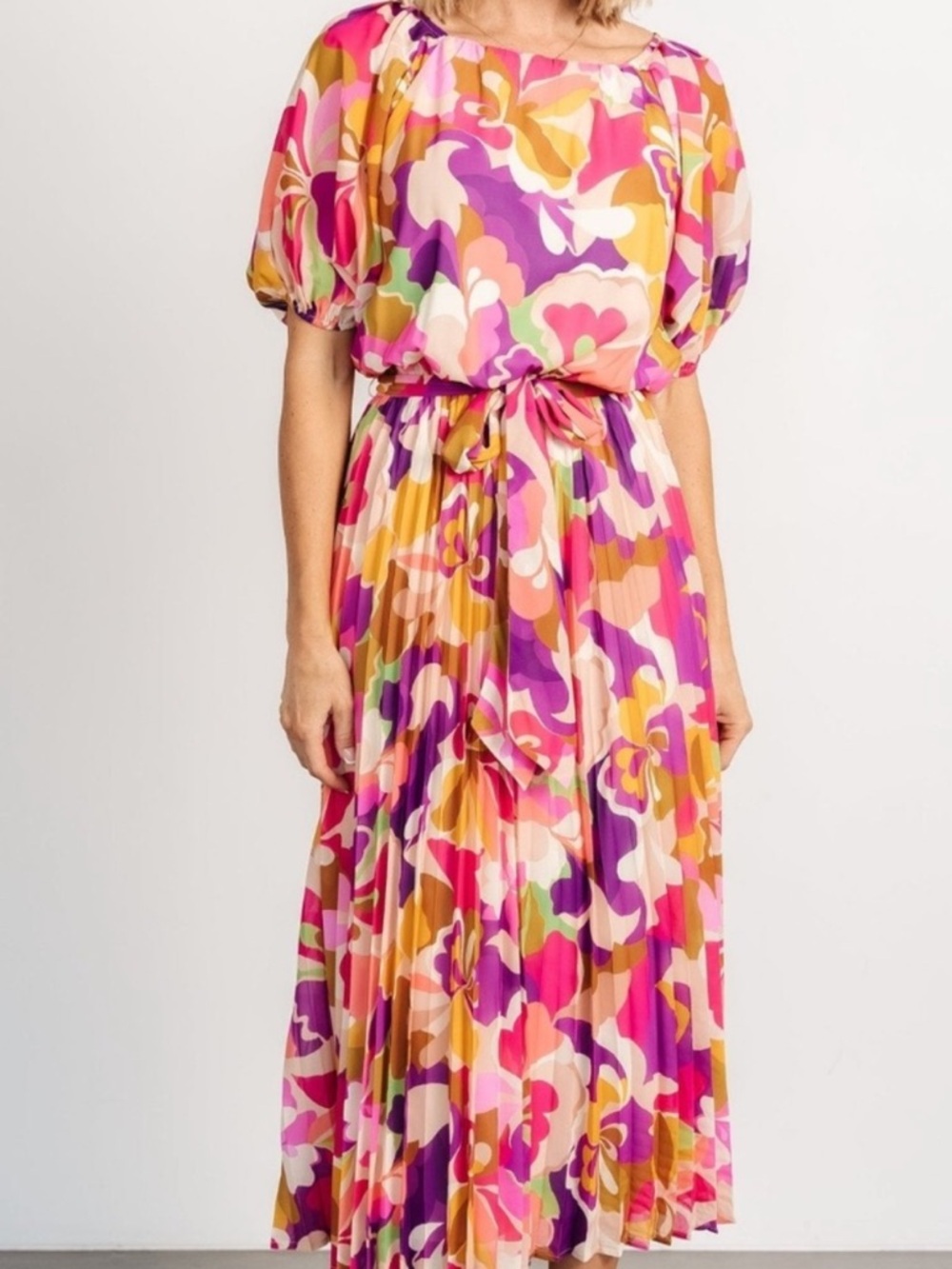 Baltic Born Maven Multicolor Floral Midi Dress XL - Pink, Fuchsia & Mustard - Picture 5 of 5